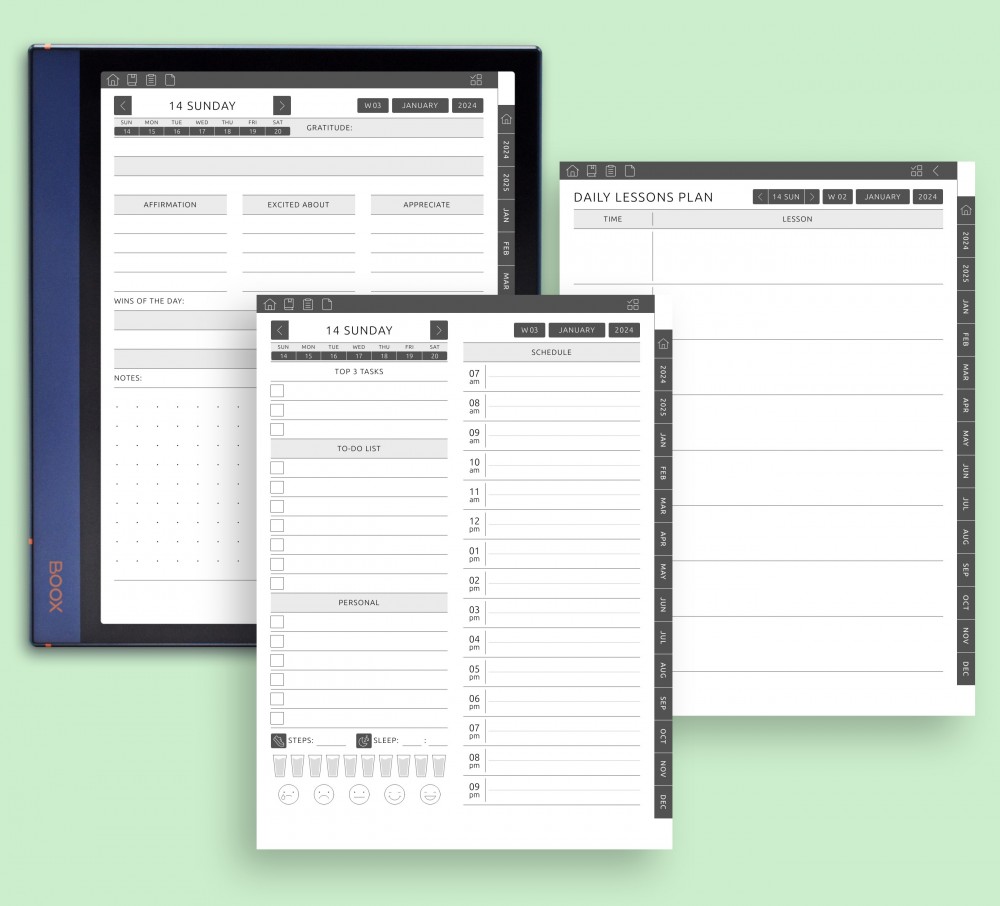 Tailor Your Daily Planning with Two Customizable Daily Pages for Boox Note Planner Tailor Your Daily Planning with Two Customizable Daily Pages Template for Boox Note