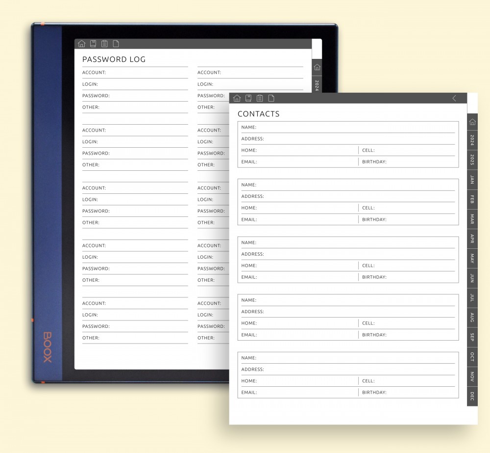 Essential Information at Your Fingertips for Boox Note Planner Essential Information at Your Fingertips Template for Boox Note