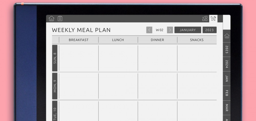 BOOX Note Meal Planner BOOX Note Meal Planner