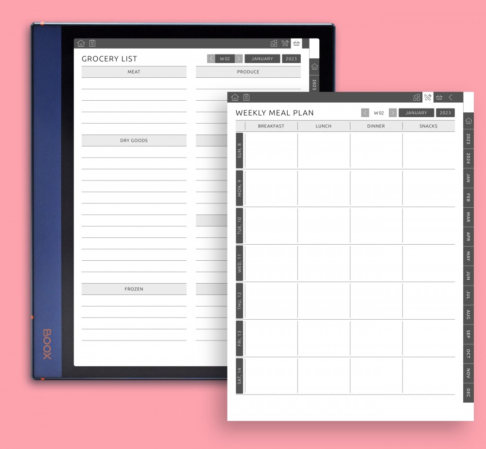 Weekly Meal Plan for Boox Note Planner Weekly Meal Plan Template for Boox Note