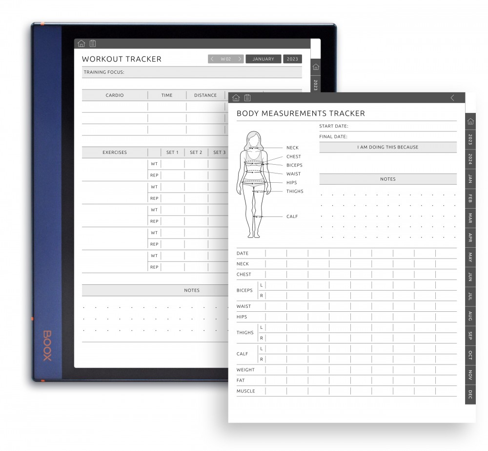 Workout Tracker for Boox Note Planner Workout Tracker Template for Boox Note