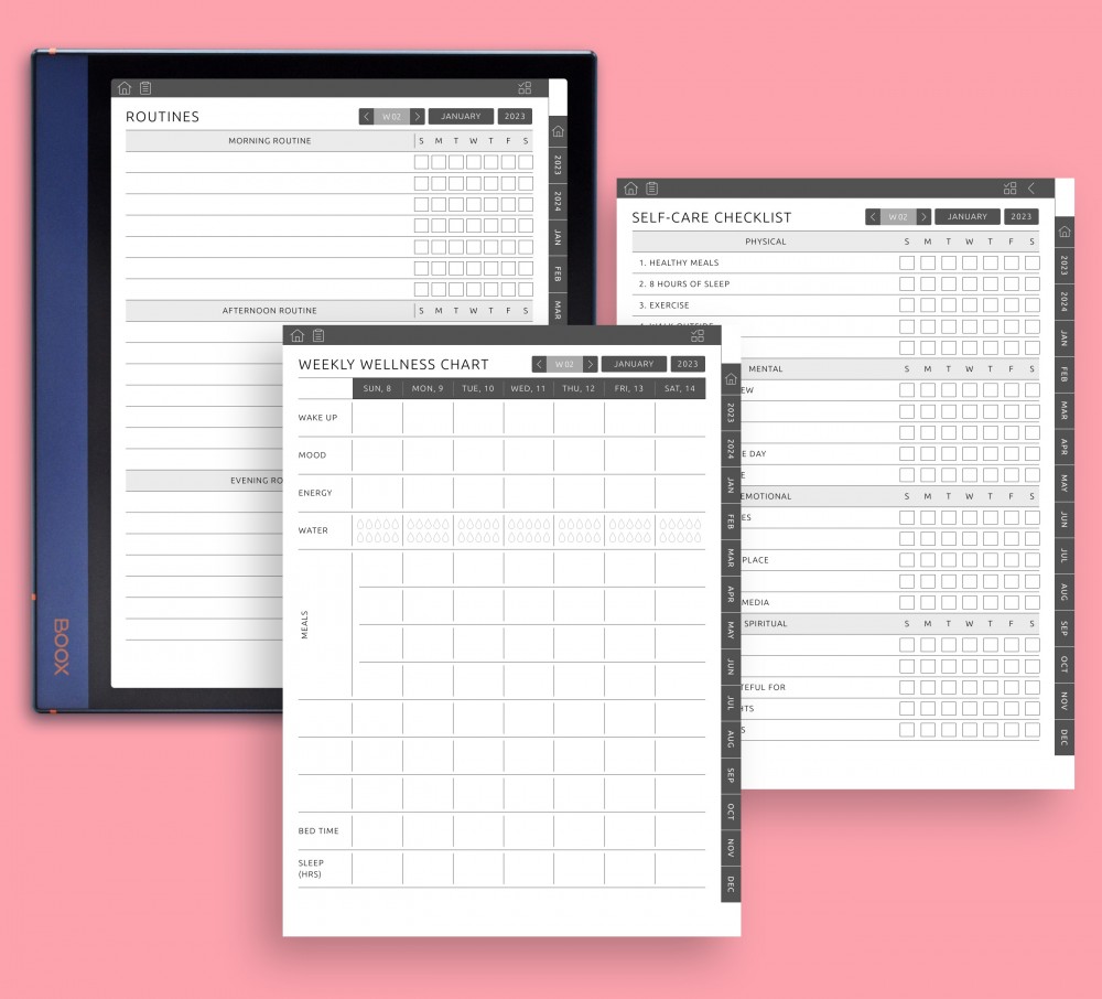 Self-care Checklist, Wellness Chart for Boox Note Planner Self-care Checklist, Wellness Chart Template for Boox Note