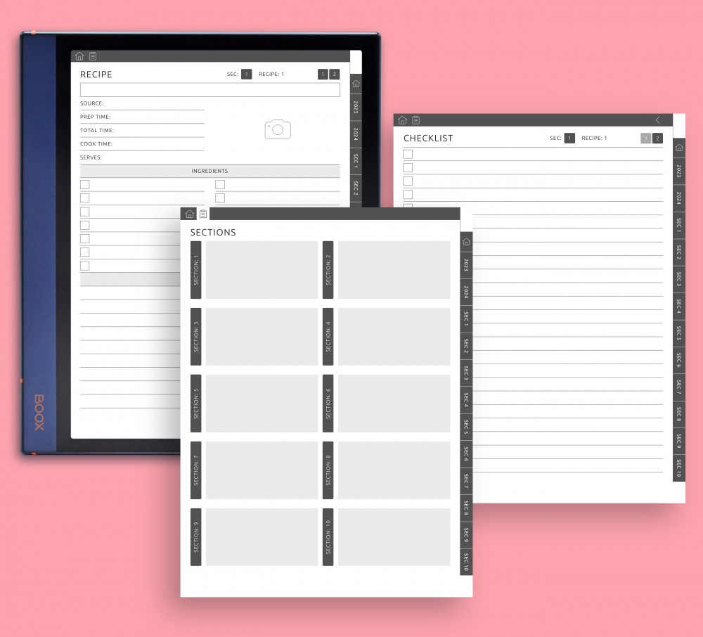 Custom Sections for Boox Note Planner Custom Sections Template for Boox Note