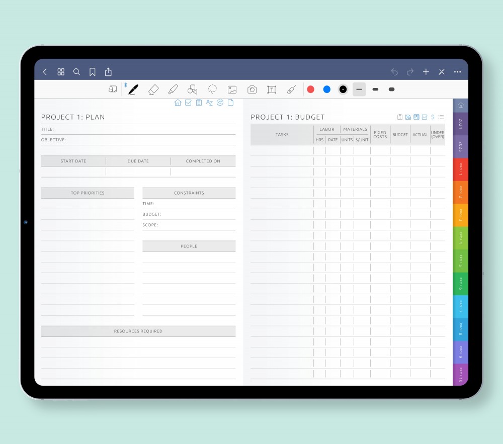Stay on Top of 10 Projects with up to 80 Customizable Pages for Digital Planner Stay on Top of 10 Projects with up to 80 Customizable Pages for GoodNotes Planner