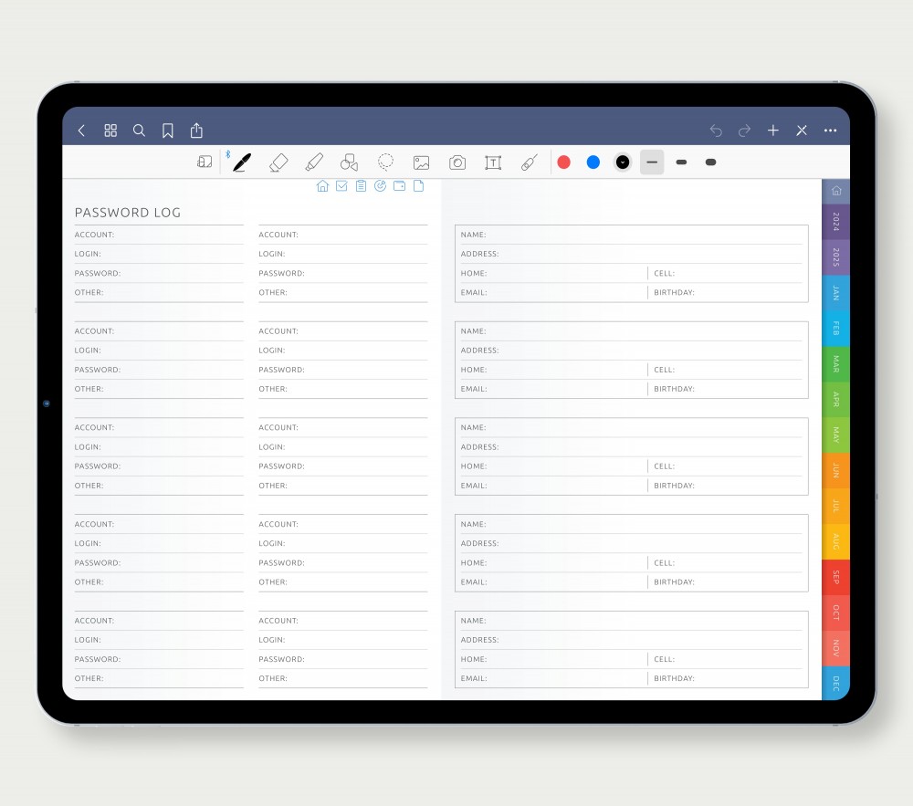 Secure Your Passwords and Key Contacts in One Place Template for Digital Planner Secure Your Passwords and Key Contacts in One Place for Digital Planner