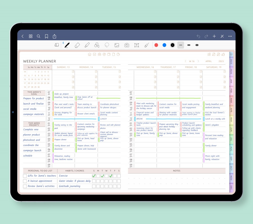 Your Week, Simplified Template for Digital Planner Your Week, Simplified for Digital Planner