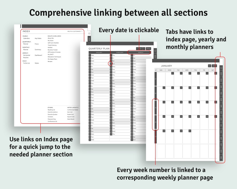 Experience the Ease of a Hyperlinked Customizable Planner for Kindle Scribe Experience the Ease of a Hyperlinked Customizable Planner for Kindle Scribe