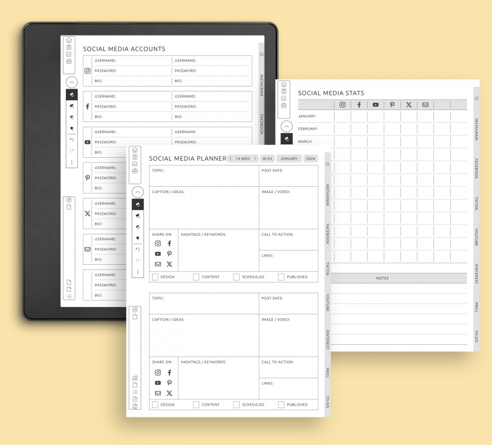 Social Media Planning Hub for Kindle Scribe Social Media Planning Hub for Kindle Scribe