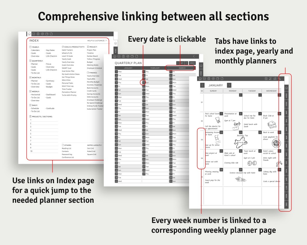 Enjoy Smooth Planning with Hyperlinked Organization for Boox Note Planner Enjoy Smooth Planning with Hyperlinked Organization Template for Boox Note