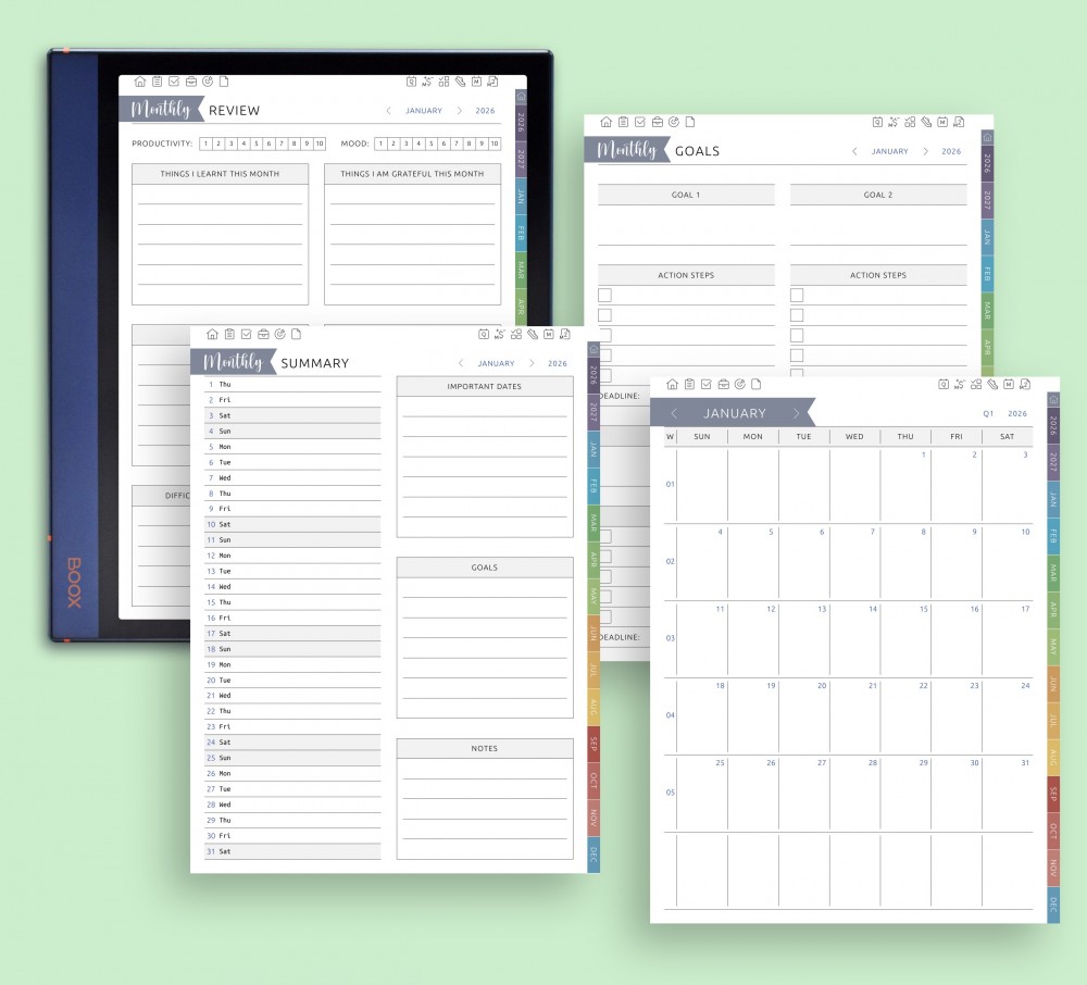 Monthly Growth Pages for Boox Note Planner Monthly Growth Pages Template for Boox Note