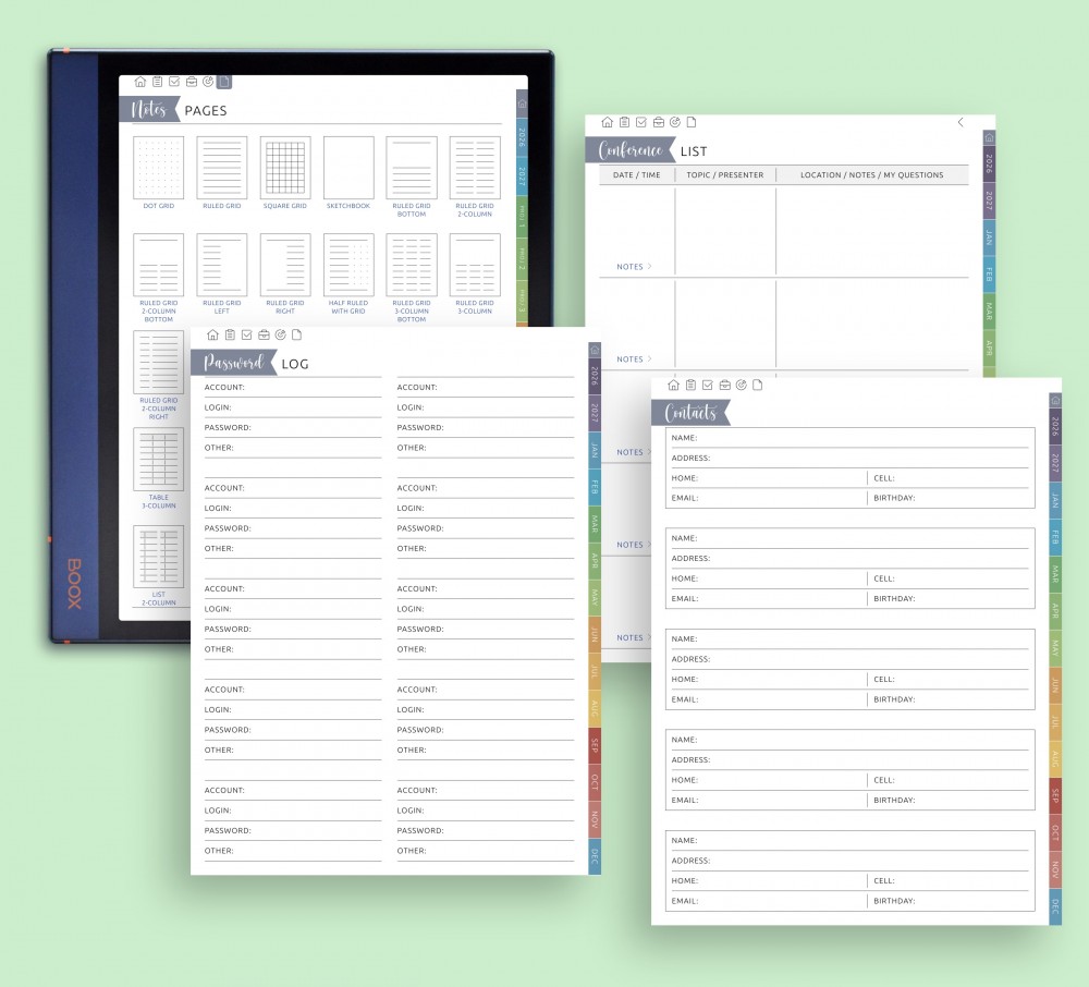 Extra Templates Included for Boox Note Planner Extra Templates Included Template for Boox Note