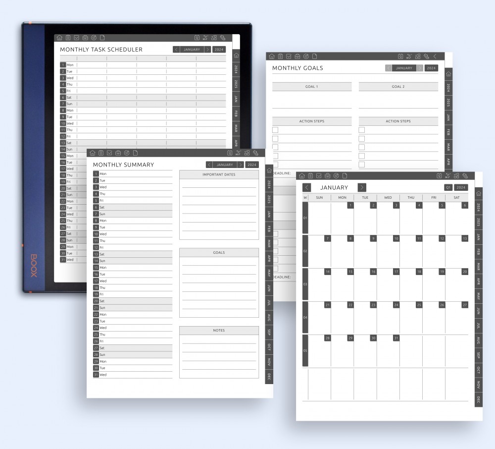 Excel at Monthly Organization Template for Boox Note