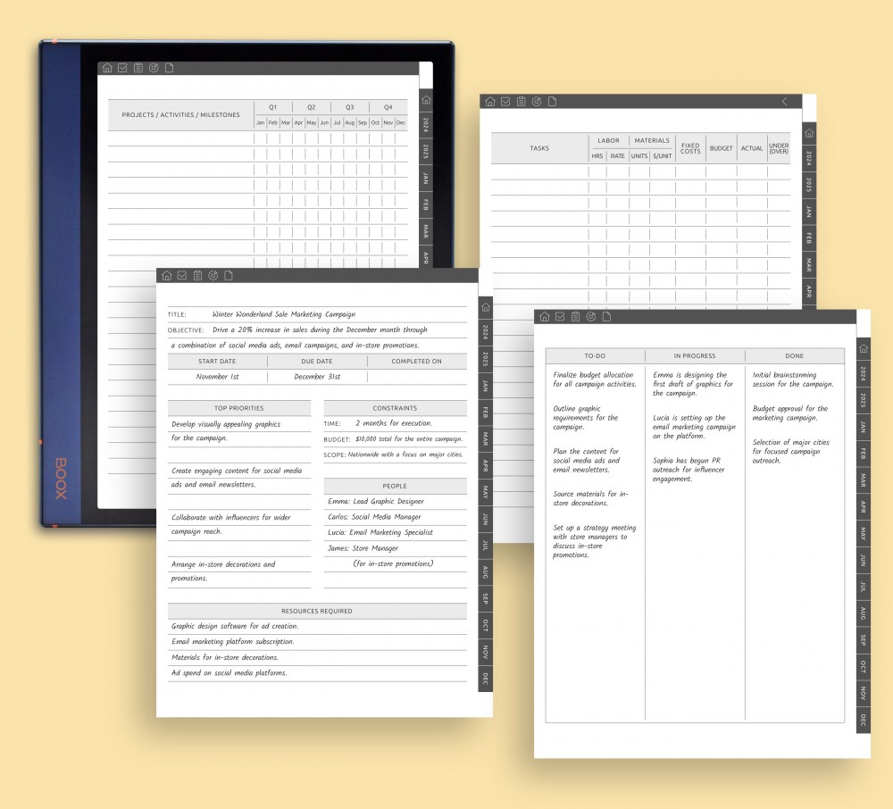 Efficiently Oversee 10 Projects: Customized Project Management Area for Boox Note Planner Efficiently Oversee 10 Projects: Customized Project Management Area Template for Boox Note