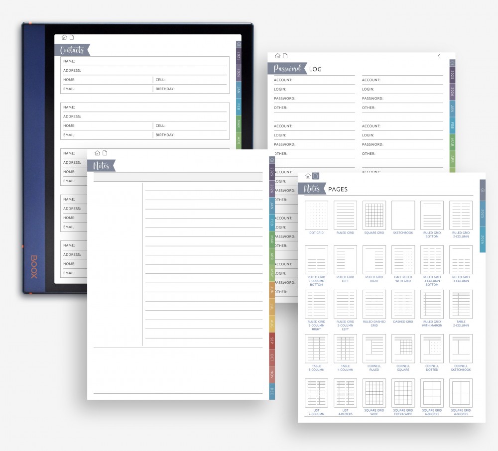 🗃️ Save Notes, Contacts, and Quick References for Boox Note Planner 🗃️ Save Notes, Contacts, and Quick References Template for Boox Note