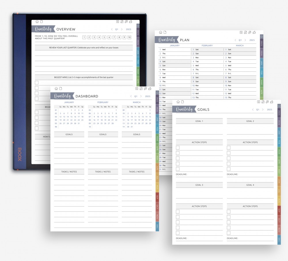 🗓️ Focus Each Term with Quarterly Goals for Boox Note Planner 🗓️ Focus Each Term with Quarterly Goals Template for Boox Note