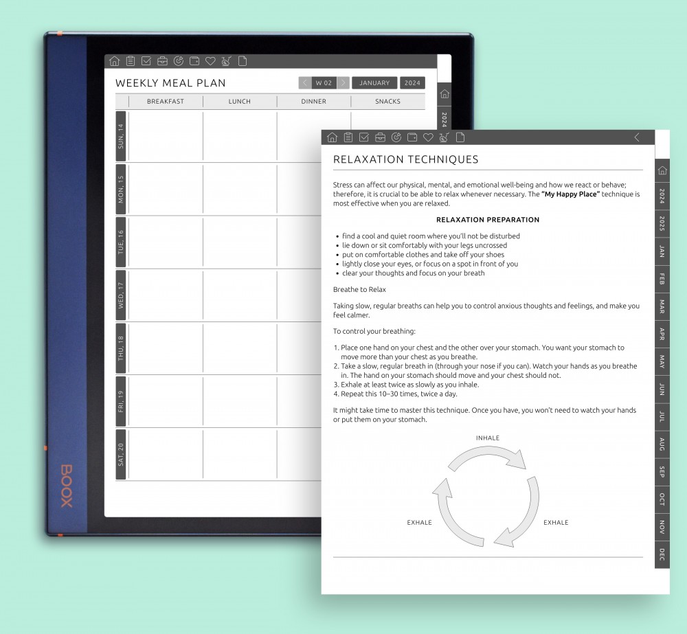 Embark on a Self-Care Journey with Our Health and Wellness Section for Boox Note Planner Embark on a Self-Care Journey with Our Health and Wellness Section Template for Boox Note
