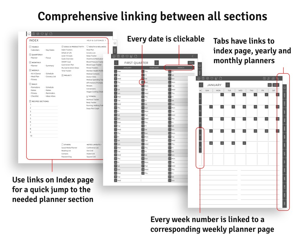 🌐 Seamless Journey: Dive into the Intuitive Hyperlinks of Your Tailored Health & Fitness Planner for reMarkable 🌐 Seamless Journey: Dive into the Intuitive Hyperlinks of Your Tailored Health & Fitness Planner Template for reMarkable