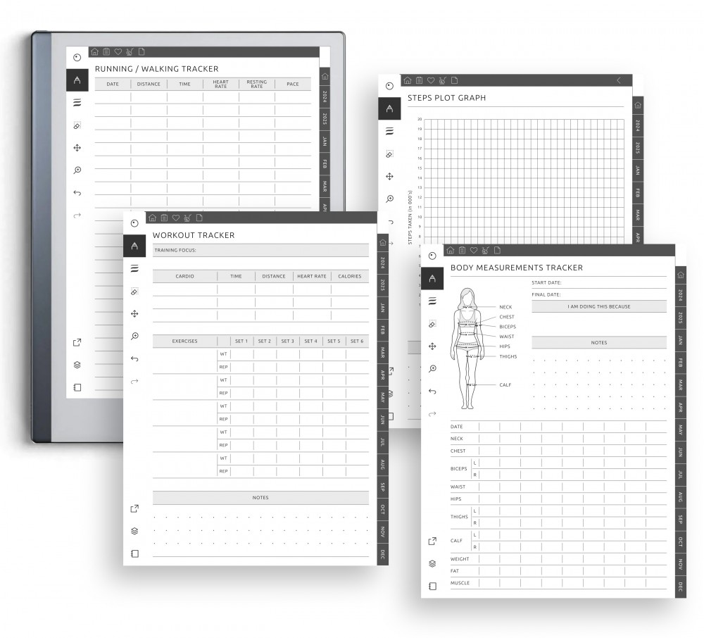 💪 Fitness Journey, Streamlined for reMarkable 💪 Fitness Journey, Streamlined Template for reMarkable