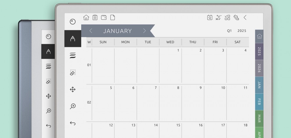 reMarkable Monthly Calendar (5 years) yy - yy+5