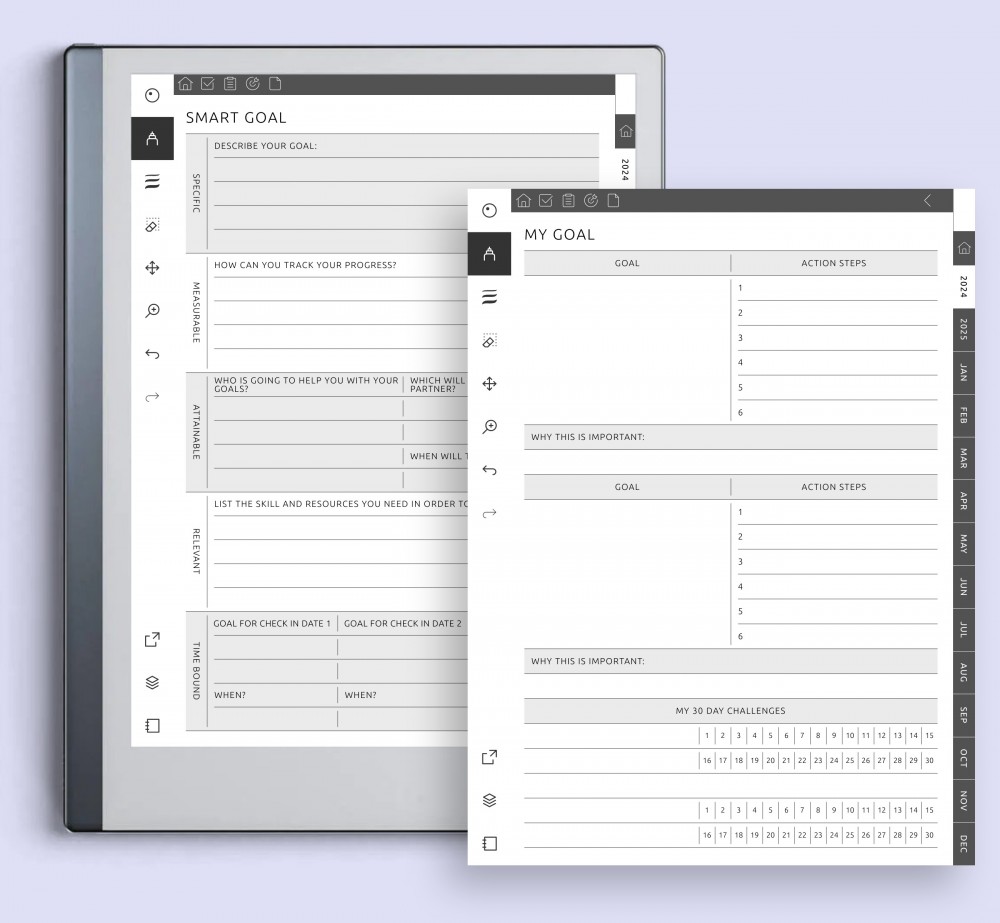Achieve Your Goals for reMarkable Achieve Your Goals Template for reMarkable