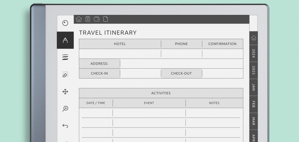 travel itinerary layout for the top image