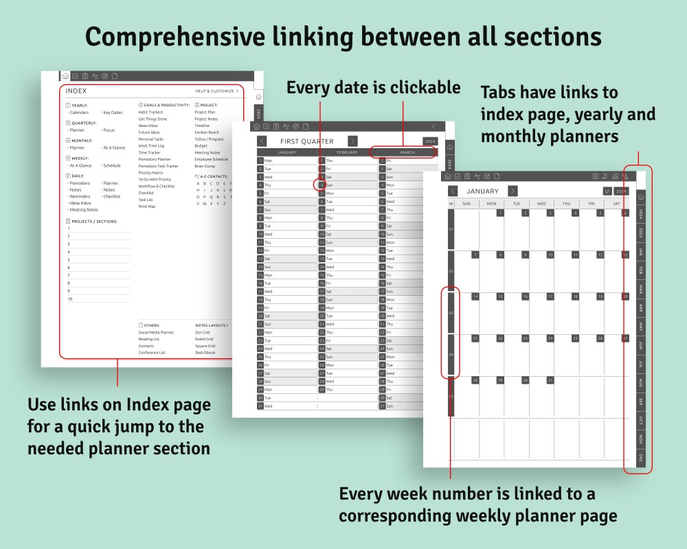 Effortless Browsing for Supernote Planner Effortless Browsing Template for Supernote