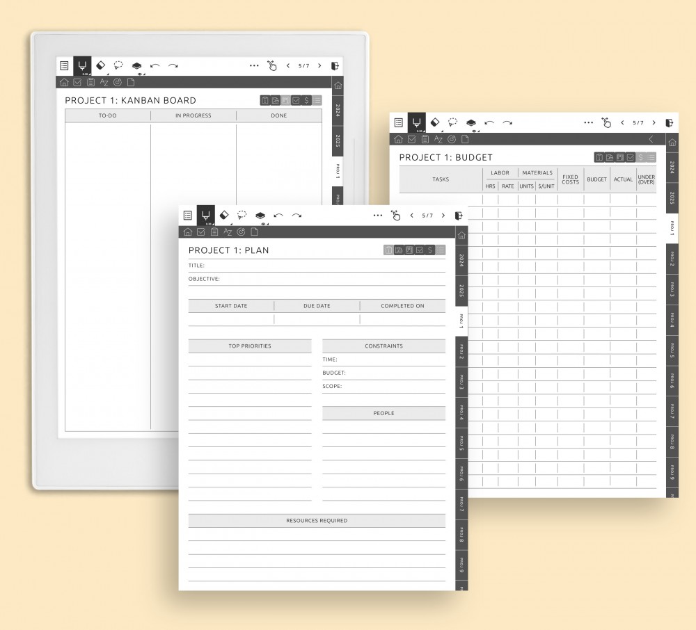 Manage 10 Projects with Ease using 80 Tailored Pages for Supernote Planner Manage 10 Projects with Ease using 80 Tailored Pages Template for Supernote