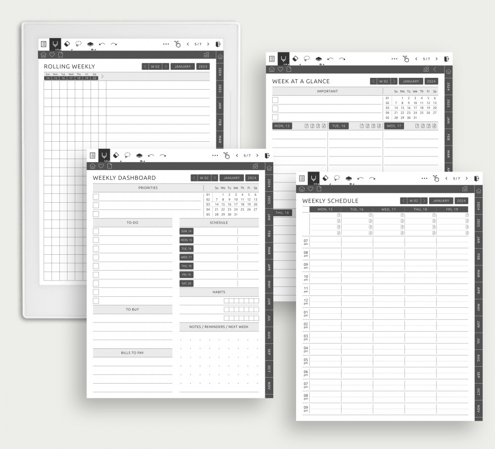 2 Weekly Pages: 60+ Templates for Supernote Planner 2 Weekly Pages: 60+ Templates Template for Supernote