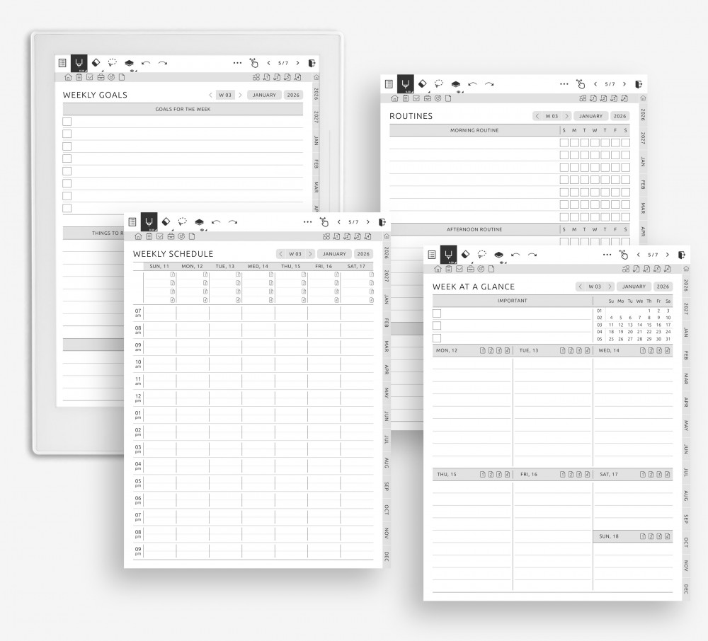 Weekly Shop & Marketing Views for Supernote Planner Weekly Shop & Marketing Views Template for Supernote