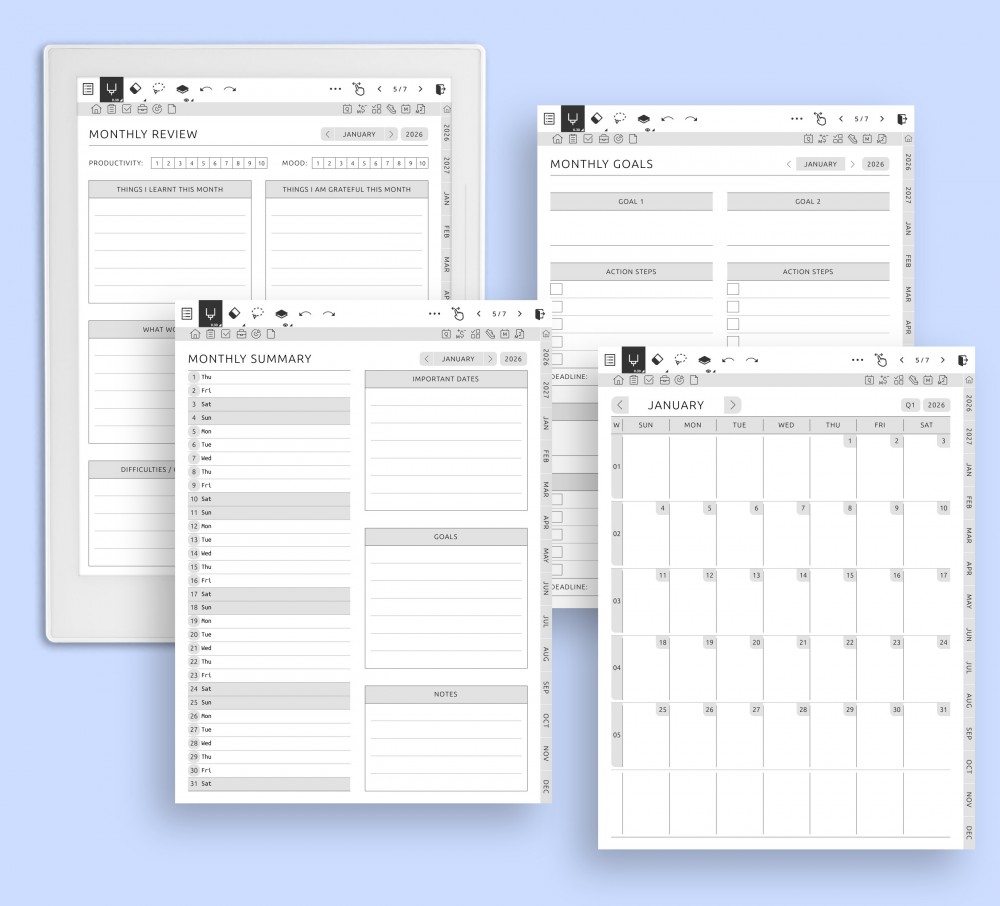 Monthly Growth Tracking for Supernote Planner Monthly Growth Tracking Template for Supernote