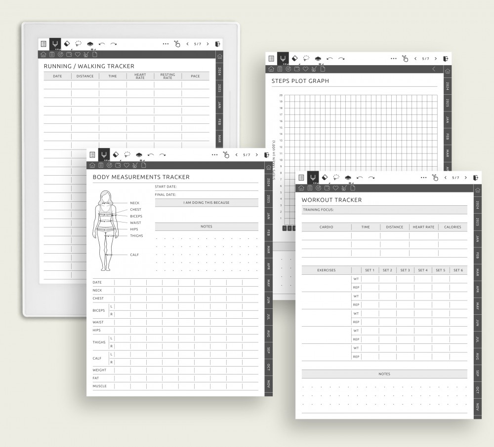 Reach Your Fitness Goals for Supernote Planner Reach Your Fitness Goals Template for Supernote