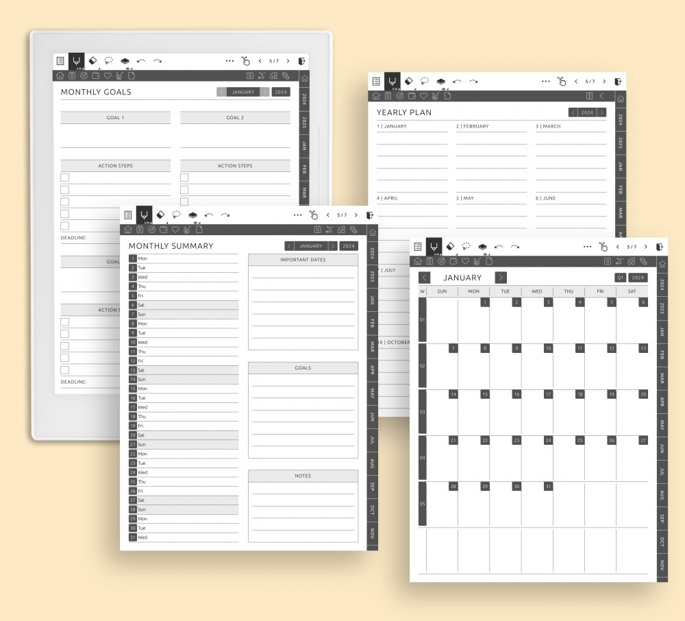 Plan Your Year with Precision for Supernote Planner Plan Your Year with Precision Template for Supernote