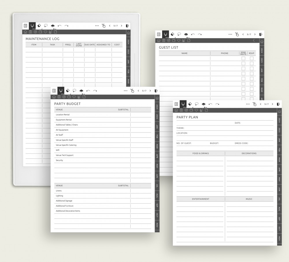 Effortlessly Plan Parties for Supernote Planner Effortlessly Plan Parties Template for Supernote