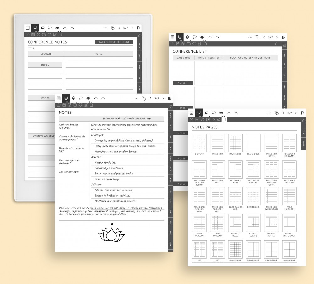Comprehensive Notes Area for Supernote Planner Comprehensive Notes Area Template for Supernote