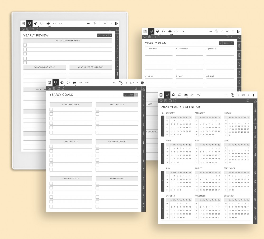 Organize Annually with Precision for Supernote Planner Organize Annually with Precision Template for Supernote