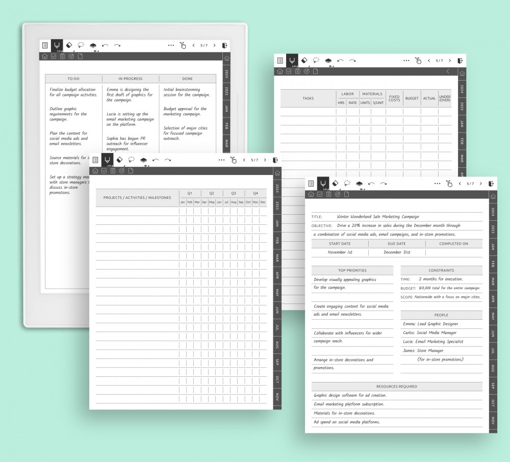 Manage 10 Projects with Ease: Tailored Project Planning Space for Supernote Planner Manage 10 Projects with Ease: Tailored Project Planning Space Template for Supernote