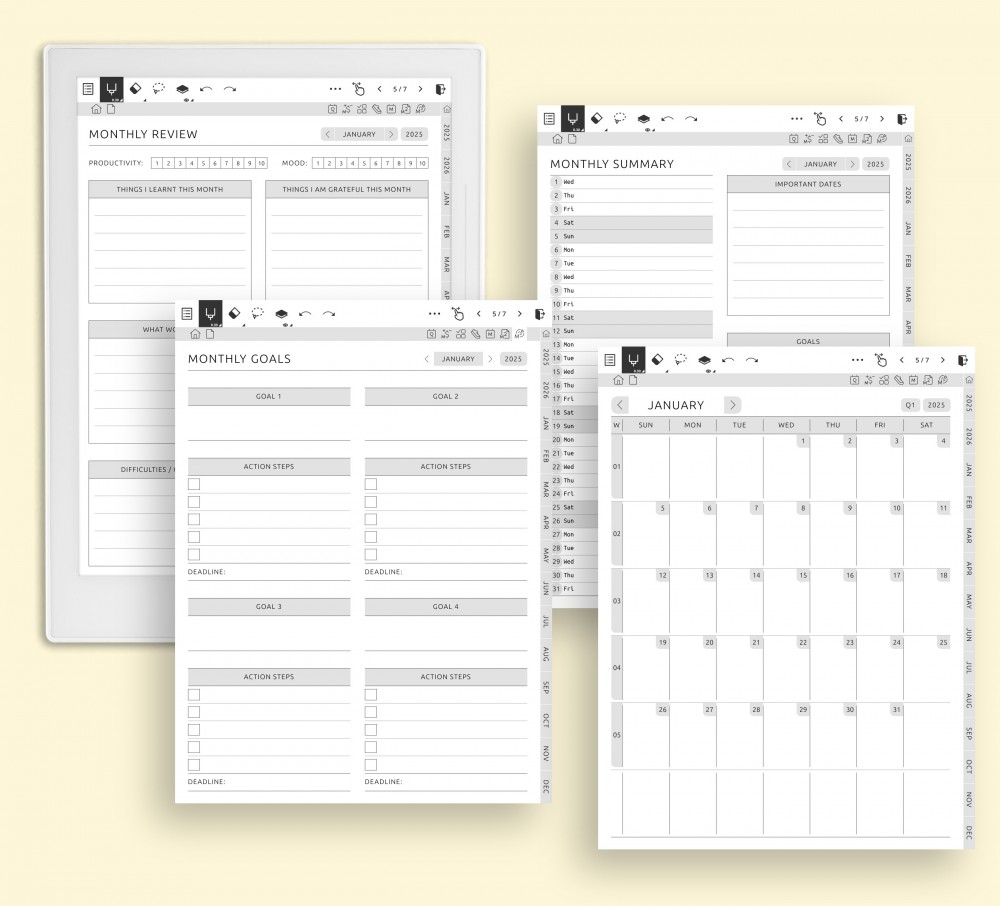 📅 Stay Focused Month by Month for Supernote Planner 📅 Stay Focused Month by Month Template for Supernote