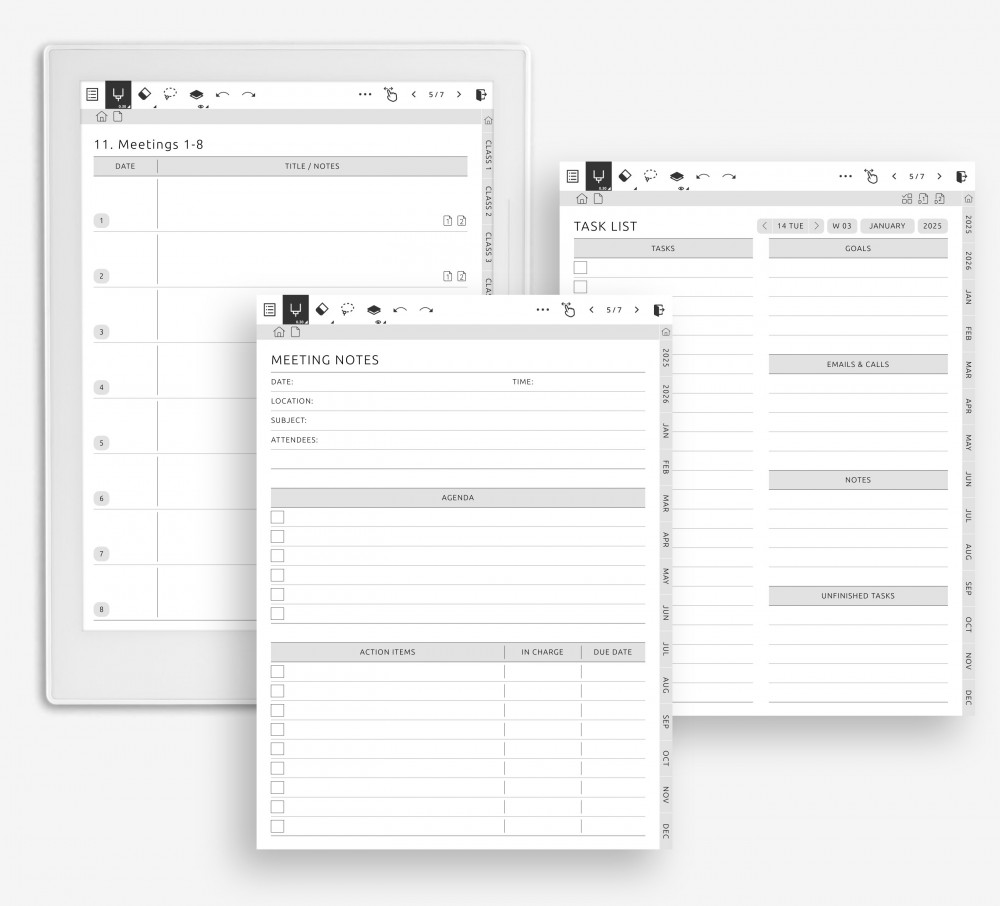 📋 Stay on Top of Meetings and To-Dos for Supernote Planner 📋 Stay on Top of Meetings and To-Dos Template for Supernote