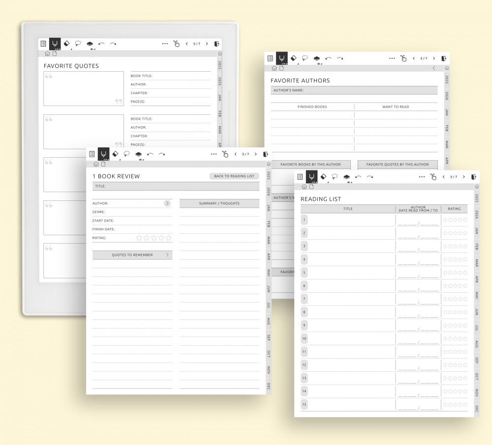 📖 Reflect on What You Read and Love for Supernote Planner 📖 Reflect on What You Read and Love Template for Supernote