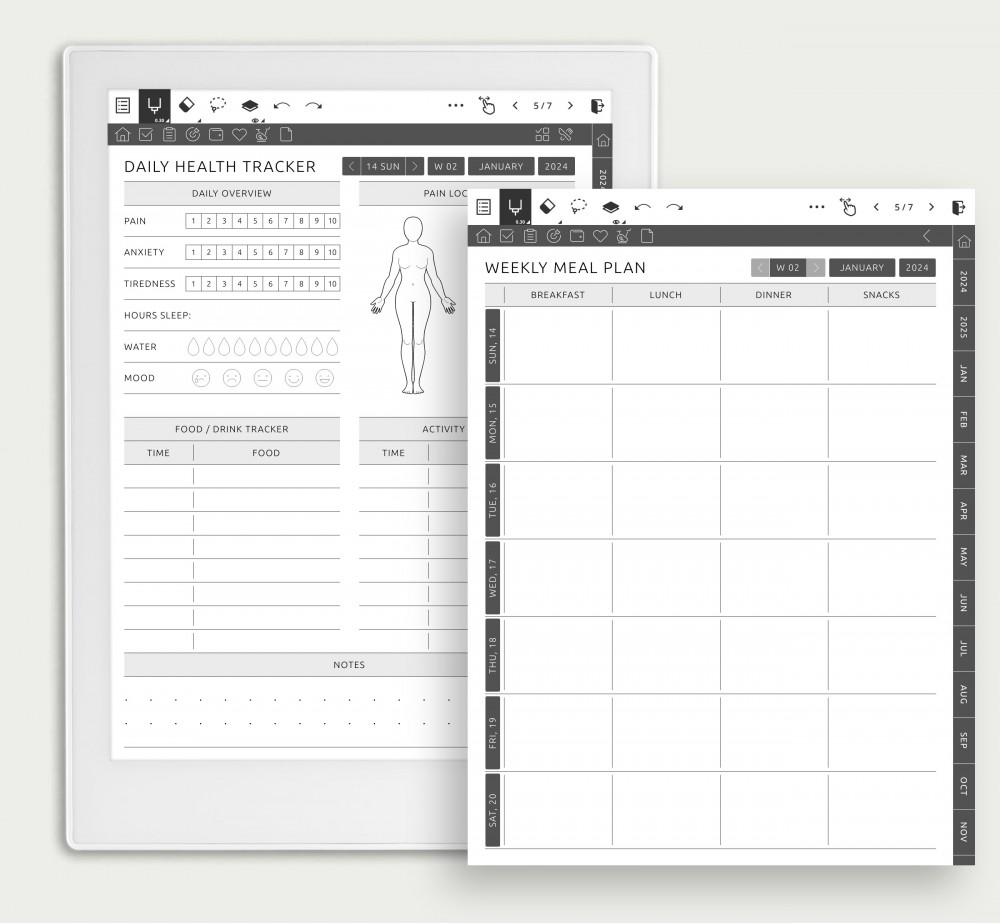 Elevate Your Wellbeing: Empower Your Fitness, Nutrition, and Self-Care Journey with Our Health and Wellness Pages for Supernote Planner Elevate Your Wellbeing: Empower Your Fitness, Nutrition, and Self-Care Journey with Our Health and Wellness Pages Template for Supernote