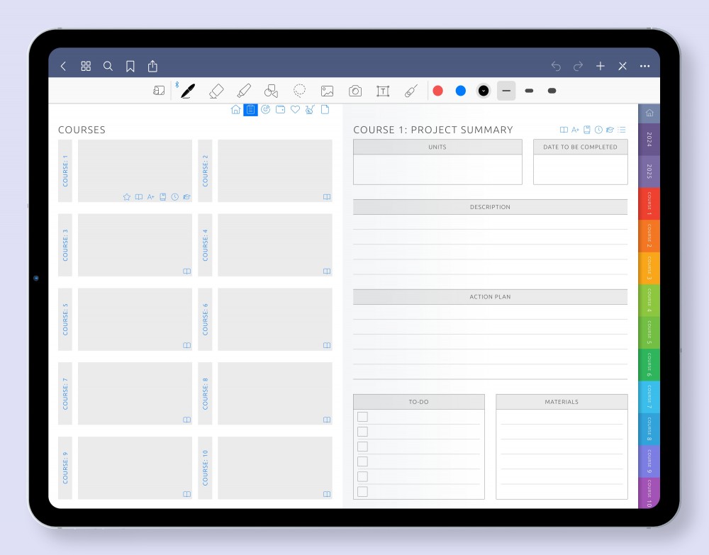 Chart Your Academic Journey: Custom Courses Section Template for Digital Planner Chart Your Academic Journey: Custom Courses Section for Digital Planner