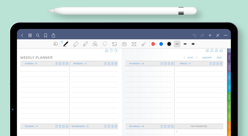 Digital Weekly Planner Weekly Planner for iPad and Android