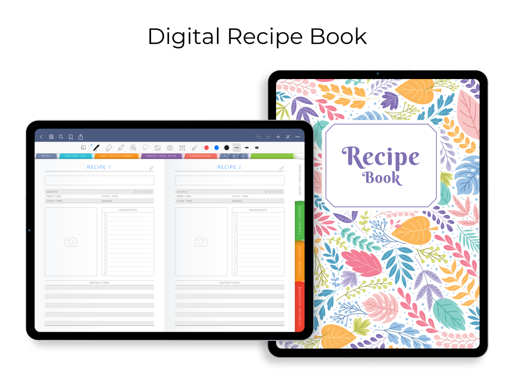 Recipe Book - Digital Planner Template PDF for iPad: GoodNotes, Notability Recipe Book - Digital Planner Template PDF for iPad: GoodNotes, Notability