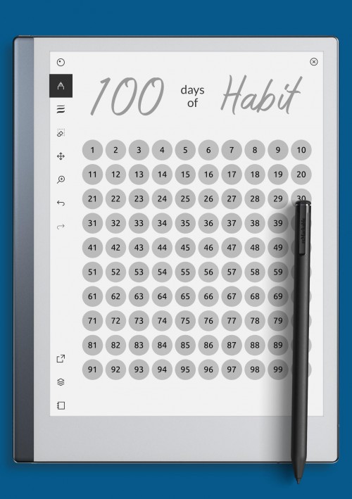 reMarkable 100 Days Habit Tracker Template