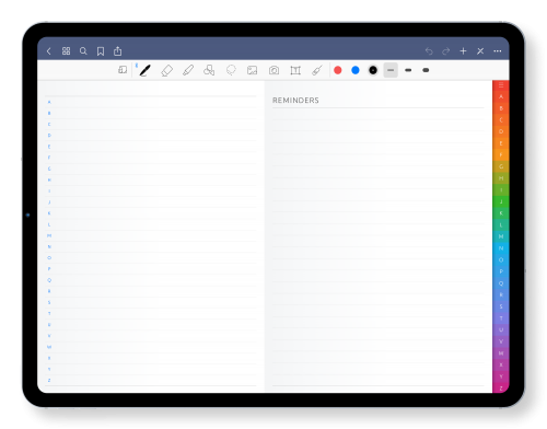Digital Alphabetical Hyperlinked Planner