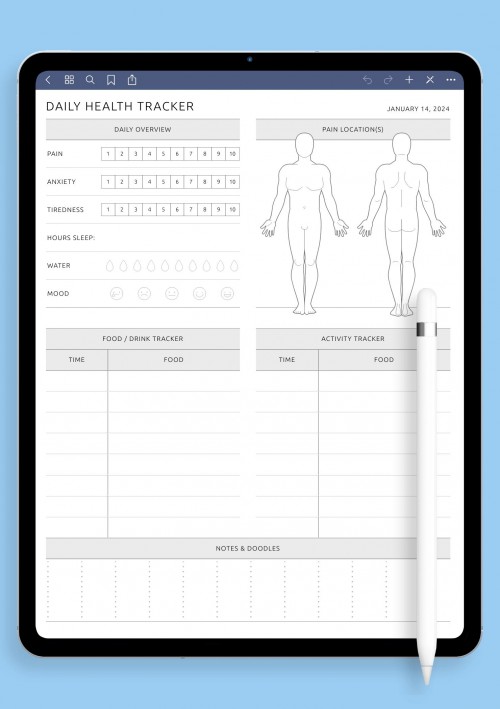 GoodNotes Daily Health Tracker - Male