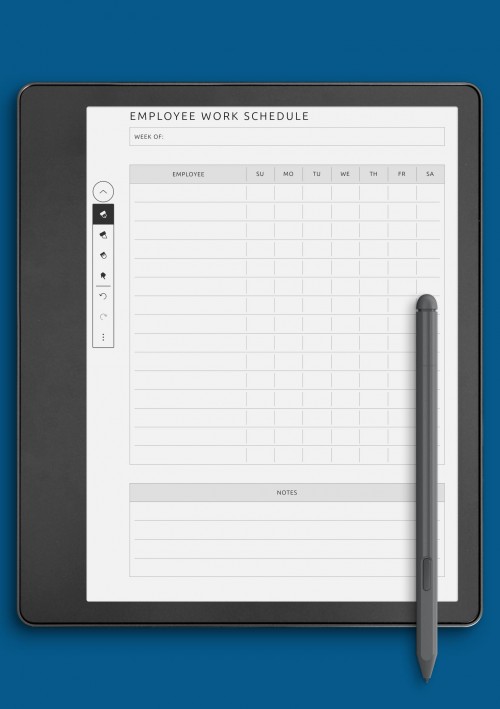 Employee Work Schedule Template for Kindle Scribe