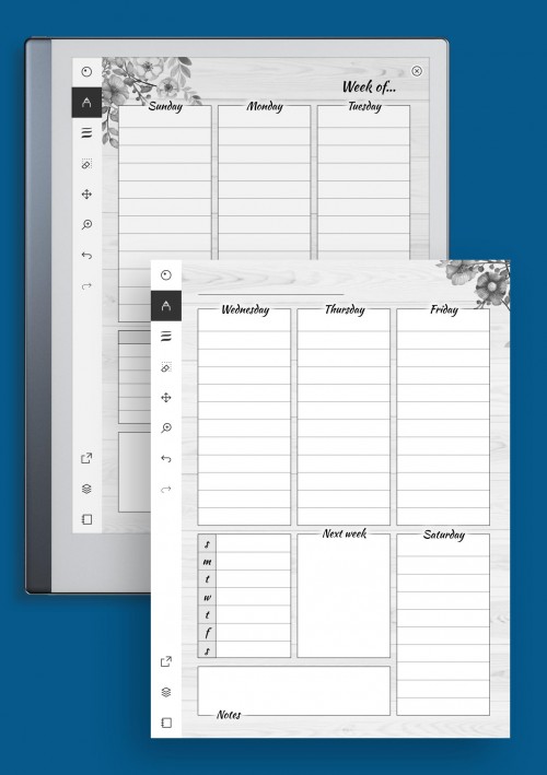 reMarkable Floral Weekly Template