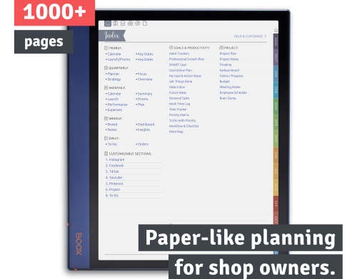ONYX BOOX - Digital Shop Planner Digital Shop Planner for ONYX BOOX Tablets