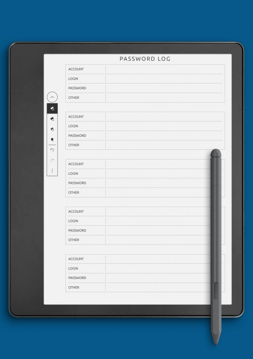 Kindle Scribe Password Log - Minimalist Style